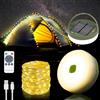 Yizhet Catena Luminosa Solare da Campeggio 2 in 1, 10M Stringa di Luci Avvolgibile Bianco Caldo, 8 Modalità, Ricaricabile USB C e Impermeabile IPX4 per Giardino Esterno