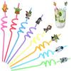 SolWonder Cannucce Riutilizzabile, 16 Pezzi Cannuccia di Plastica del Fumetto, Cannucce Colorate per Feste di Compleanno Forniture per Feste Di Compleanno Per Bambini