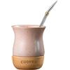 Cuopru Tazza Yerba Mate in ceramica da 226,8 g con base in legno originale, include zucca Mate, cannuccia Bombilla e spazzola per la pulizia, perfetta per Yerba Mate tradizionale e tazza in stile moderno