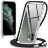 Oelrstfe Cover con Cordino per iPhone 11 Pro, Trasparente Silicone Custodia con Regolabile Collana Laccio Tracolla, Antigraffio Proteggere Case Corda per iPhone 11 Pro, Nero