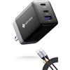NOVOO Caricabatterie USB C da 67W GaN III - Caricatore Rapido 3 Porte con Cavo PD 100W, Compatibile con MacBook Pro/Air M3, Dell XPS 14, iPad Pro M4, iPhone 16, Galaxy S24 Ultra e Altri Dispositivi