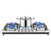 KAPIPALA Piano cottura a gas in acciaio inox, 5 fiamme, con protezione automatica della termocoppia, GPL (20Y)/gas naturale, da incasso o indipendente, piano cottura a gas, 86 x 51 x 12 cm