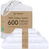 Threadmill Home Linen Threadmill - Set di lenzuola in 100% cotone per letto Full Size, 600 fili, con angoli profondi 40,6 cm, trama jacquard in rasatello, 4 pezzi, con effetto rinfrescante, colore: bianco