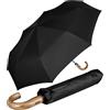 iX-brella - Ombrello da uomo XXL 121 cm con vero manico in legno e accensione automatica, Nero , 121, Ombrello tascabile XXL