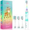 DADA-TECH Spazzolino Elettrico Bambini 3-6-12 Anni Spazzolino Elettrico Bambina Bambino Con Timer Luci LED Arcobaleno E 4 Testine Morbide (Bambino Giraffa Verde)