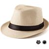 LADYBRO XL Cappelli Fedora in Paglia per Uomo, Estate, Trilby da Spiaggia, Viaggio, Panama, Casual, 59 cm, Cachi, 7.5