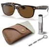 Ray-Ban RB2132 New Wayfarer - Occhiali da sole quadrati, set di occhiali | Custodia esclusiva e kit di cura | Polished Tortoise/Polarized B-15 Brown
