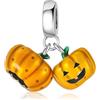 Rimgoris Braccialetti Da Donna In Argento Sterling 925 Con Ciondolo A Forma Di Due Teste Di Zucca, Ciondolo Per Bracciale Da Donna Halloween Con Zirconi