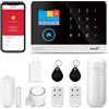 Clouree Sistema de Alarma WiFi 4G para la Seguridad del hogar, Alarma inalámbrica para el hogar, Kit de 8 Piezas con Sirena, sensores de Movimiento PIR, mandos a Distancia