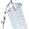 Voolan Soffione Doccia Voolan Rain con Braccio Doccia Portatile, Soffione Doccia a Cascata Rotondo ad Alta Pressione da 20cm con Kit di Supporto, Cromato