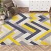 Betadistor Tappeto per soggiorno, tappeto geometrico astratto moderno, antiscivolo, a pelo corto, per camera da letto, corridoio, 120 x 160 cm, giallo e grigio, 303-05120