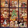 wondever Adesivi Finestra Natale Cani Vetrofanie Adesivi Anticollisione per Cuccioli Animali Albero di Natale Adesivi Elettrostatici Stickers per Vetro Porte Finestre Decorazione Natalizia