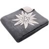 ZOLLNER Coperta da divano double face - con bellissima stella aplina - 60% Cotone, 40% poliacrile - 150x200 cm - grigio