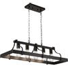 HvKvHvY Lampadario A Sospensione A 5 Luci, Imitazione Legno, Lampadario Rustico Lineare, Attacco E27 Per Isola Cucina, Sala Da Pranzo, Ristorante, Lampada A Sospensione, Nero