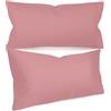 npluseins federe in tinta unita in confezione da 2 e dal design discreto 1154.1498, 40 x 80 cm, rosa antico