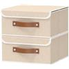 OUTBROS Scatola portaoggetti in tessuto con manico, 2 pezzi, con coperchio, 32 x 32 x 16 cm, beige