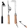 Xinxinphi 3 Estirpatore Erbacce Manuale con Manico Legno,Sarchiatore Manuale Acciaio Inossidabile, Attrezzo Giardino per Estrai Radici Erba,Strumento Rimozione per Diserbare Scavare, Allentare Terreno,Trapianto