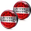NWpangu 2PCS Fanali Posteriori Rimorchio LED, Rotonde Hamburger Luci di Traino a LED, Luci di Arresto del Freno per Camion Caravan Rimorchio, Rosso/Bianco