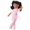 Götz 1159451 Bambola Hannah al balletto - bambola ballerina in piedi alta 50 cm con lunghi capelli neri e occhi marroni - set da 15 pezzi
