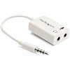StarTech.com Adattatore auricolare / cuffie da 4 posizioni da 3,5 mm a 2 da 3 posizioni da 3,5 mm M/F, bianco