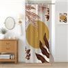 Uiiooazy Tenda Doccia Antimuffa, Uiiooazy Tenda da Doccia Piccola 90x180cm Boho Chic Astratta Foglie Marrone Fiori Rosa Tende da Bagno Tessuto Lavabile Impermeabile Poliestere Tende Vasca da Bagno con 6 Anelli
