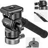 NEEWER Testa Fluida per Treppiede con Base Livellante +/-10° (⌀37mm), Testa Pan Inclinabile in Metallo con Piastra QR Tipo Arca, Manico Telescopico per Fotocamera Videocamera Compatta, Max 4kg, GM27