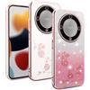 YUEQIAN Cover Glitter per Honor Magic 6 Lite 5G, Ultra Sottile Brillantini Molle TPU Silicone Antiurto Custodia, Moda Brilla Diamante Fiori Donna Trasparente Case. Rosa
