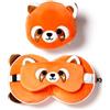 Puckator Cuscino da Viaggio con Maschera Relaxeazzz - Panda Rosso - Animali Dolci