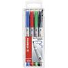 STABILO - Marcatore - OHPen universal Cancellabile | Tratto Medio (1 mm), Astuccio da 4, Nero/Blu/Rosso/Verde