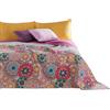 DecoKing Copriletto Reversibile Trapuntato Mandala Motivo Indiano Orientale Porpora Fucsia Bianco Arancione Rosso Verde Bibi, 200x220 cm