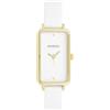 Oozoo Timepieces C11530 - Orologio da donna in oro con cinturino in pelle, orologio moderno da donna, elegante, analogico, rettangolare, 19 x 31 mm, cassa, Bianco (G)