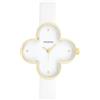 Oozoo Timepieces C11520 - Orologio da donna in oro con cinturino in pelle, orologio moderno da donna, elegante, analogico, a forma di quadrifoglio, 32 x 32 mm, Bianco (G)