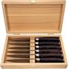 BEEFSTONE Set Coltelli da Bistecca, 6 Pezzi - Coltelli da chef professionali, impugnatura ergonomica in legno, lama liscia, idea regalo con cofanetto in legno per la conservazione.