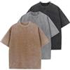HOTIAN Oversized Tshirt da uomo in cotone, basic estiva, vintage, casual, girocollo, top, Bk+ag+bg, L