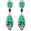 Clearine Orecchini Donna Moda Matrimonio da sposa Cristallo lacrima Lampadario Ciondolare Clip-On Verde