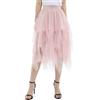 zffriction Gonna in Tulle Donna Gonna Lunga in Tulle a Vita Alta Elastica Irregolare Estiva Tulle Gonna per Quotidiana, Carnevale, Party (IT, Testo, Taglia Unica, Regular, Regular, Rosa)