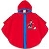 PERLETTI Mantella Antipioggia Antivento Colorata Bambino Calcio - Bimbo con Dettagli Catarifrangenti - Poncho Impermeabile Rosso e Blu Bambini con Cappuccio (Football, 3/6 Anni)