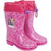 PERLETTI Stivaletti Pioggia Bambina Rainbow High - Stivali Impermeabili Color Viola con Scritte Fucsia - Scarponcini Bimba Suola Antiscivolo Rosa - Galosce con Chiusura Coulisse (Fucsia, 24/25 EU)