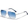 KANASTAL KANAST Blu Sfumati Occhiali da Sole Polarizzati Uomo Donna Azzurri Metallo Quadrati Protezione UV400 Oversize Retrò Classico Blue Metal Sunglasses - Montatura Argento Lenti Chiare Blu