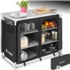 TecTake® Cucina da Campeggio, Mobile da Campeggio con Piano di Lavoro e Ripiani Portaoggetti, Cucina da Esterno Pieghevole, Borsa per Trasporto Inclusa, 97x47,5x78cm - Nero