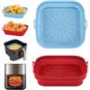 Alyvisun Teglie per Friggitrice ad Aria, 2 Pezzi Teglia in Silicone per Air Fryer Contenitori Cestello Riutilizzabile Quadrato Tappetino Stampi Per Airfryer, Microonde, Forno (Rosso+Azzurro)