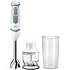 Braun Minipimer MQ5220WH 5 ANNI DI ASSISTENZA, MultiQuick5 Frullatore, 21 velocità, Tecnologia Tedesca, Impugnatura ergonomica,Dotato di tritatutto 350ml e Bicchiere 600ml, 2 accessori, vecchio, 1000W