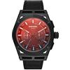 Diesel Orologio Timeframe da uomo, movimento cronografo, cassa in acciaio inossidabile nera da 48 mm con cinturino in pelle, DZ4544