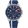 Tommy Hilfiger Orologio Analogico Multifunzione al Quarzo da Uomo con Cinturino in Silicone Blu - 1791859