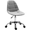 Vinsetto Sedia Girevole, Design Ergonomico e Regolabile Senza Braccioli, Grigio, 59x59x81-91cm