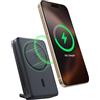 Baseus Nomos Qi2 Magsafe Power Bank, 15W Magnetico Power Bank per iPhone 16/15/14/13, Batteria Esterna 45W USB-C Ricarica Veloce, 10000mAh Powerbank Pieghevole con Display, Piccolo Ma Forte, Nero