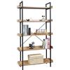 WOLTU Scaffale per Libri con 5 Ripiani Aperti, Libreria con Struttura in Metallo per Soggiorno/Camera da Letto/Studio, 91x30x173 cm, Rovere Chiaro