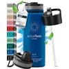 BeMaxx Bottiglia Acqua Termica INOX ACTIVE FLASK + Cannuccia (3 Tappi), Senza BPA, 1l/500ml | Borraccia Isotermica Acciaio - Caldo/Freddo, Ufficio Outdoor Sport Bicicletta viaggio fitness, Caffe Te