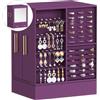 Lifewit Scatola Portagioie Girevole 360°, Portagioie Donna Grande da Camera e Letto con Specchio e 6 Cassetti, Jewelry Organizer per Anelli, Collane, Orecchini, Regalo Donna Compleanno, Viola