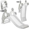 tectake® Scivolo per Bambini Joy, con Canestro da Basket, Pieghevole, Gradini Antiscivolo, Corrimano di Sicurezza, Materiale Resistente, per Interni ed Esterni - Grigio